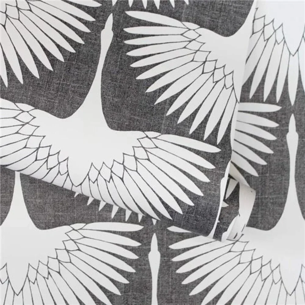 Gorder Storm Gray Feather Flock Removable Peel & Stick Wallpaper,20.5 inX16.5ft